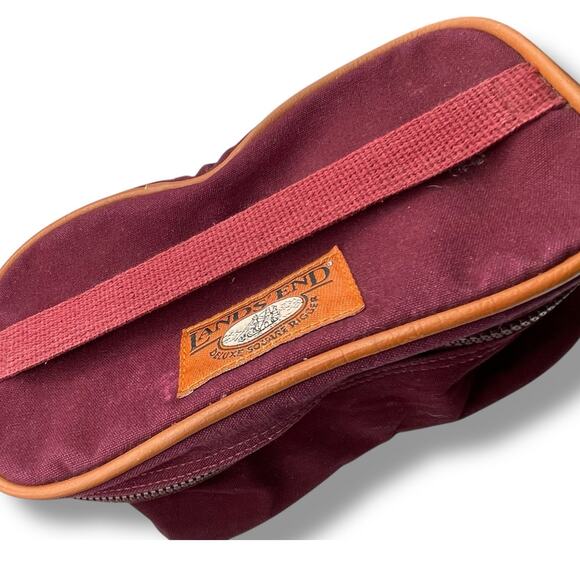 Vintage Lands End Square Rigger Canvas Toiletry Bag Shaving Dopp Kit Maroon USA - Picture 13 of 13
